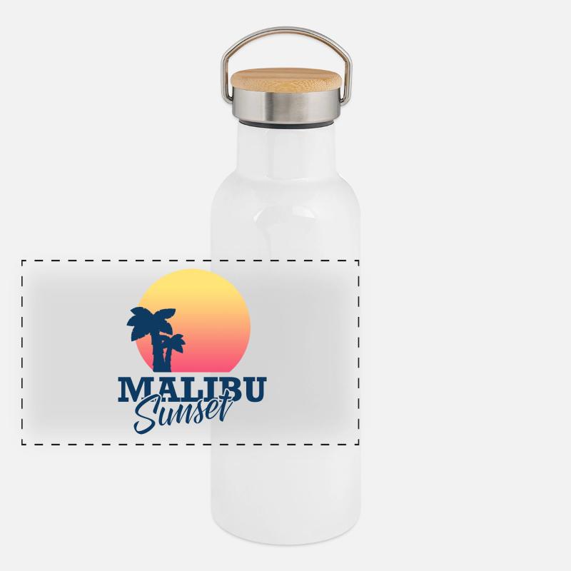 Malibu Sunset Panorama Thermosflasche mit Bambusdeckel