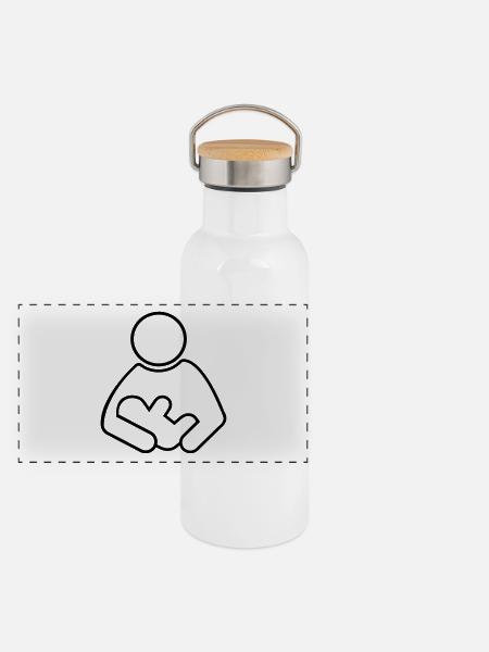 allaitement - Gourde isotherme avec bouchon en bambou - blanc - Devant