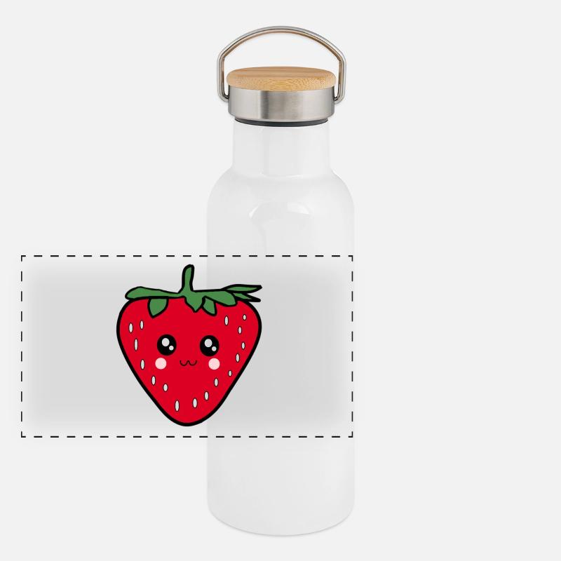 Idée cadeau de design à la fraise douce pour son anniversaire Gourde isotherme avec bouchon en bambou