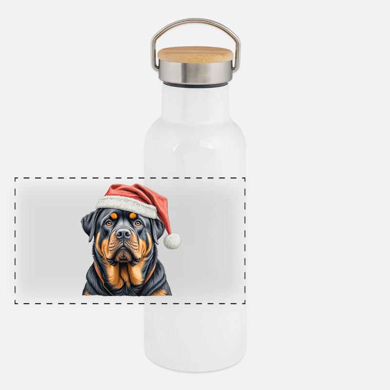 Rottweiler de Noël Gourde isotherme avec bouchon en bambou