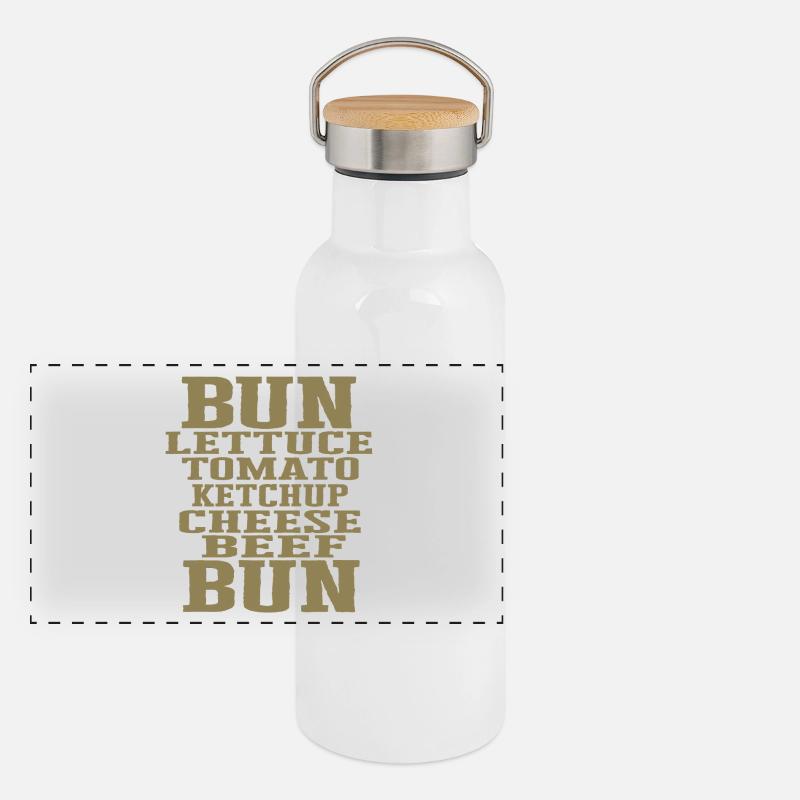 Burger Ingredients Typography Cheeseburger Construction Panoramic Thermal Bottle with Bamboo Lid