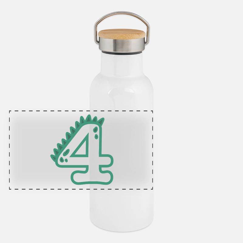 Zahl 4 Panorama Thermosflasche mit Bambusdeckel