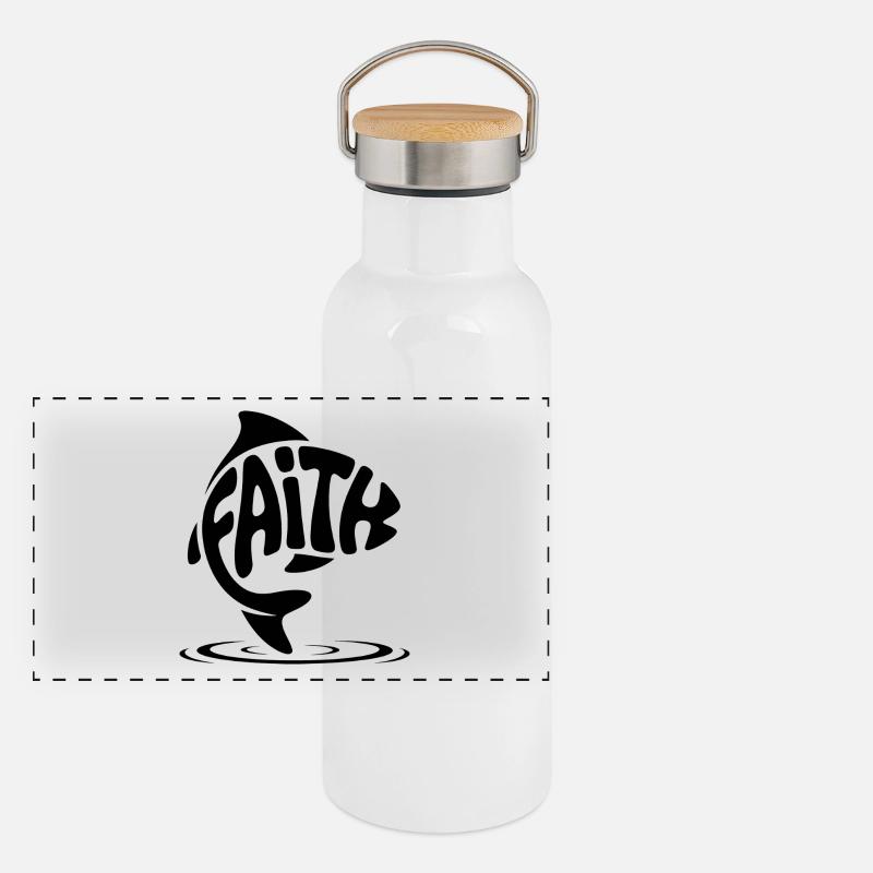 Dieu Poisson - Logo Chrétien Gourde isotherme avec bouchon en bambou