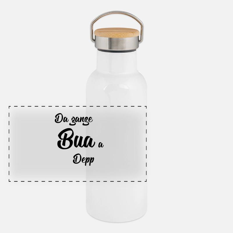 Da ganze Bua a Depp Panorama Thermosflasche mit Bambusdeckel