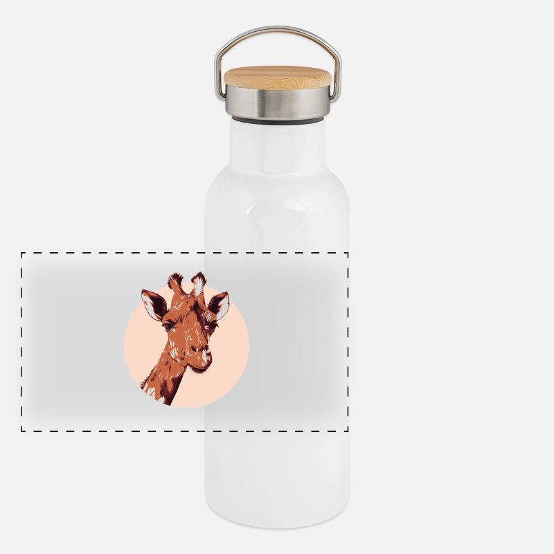 Modern Illustrative Giraffe Design Panorama Thermosflasche mit Bambusdeckel
