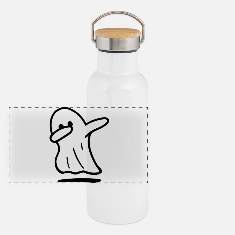 Ghost / Funny ghost / halloween / dabbing ghost Panoramic Thermal Bottle with Bamboo Lid