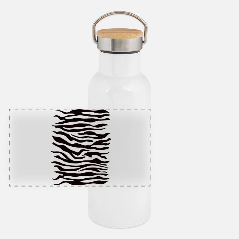 Zebra Muster schwarz Panorama Thermosflasche mit Bambusdeckel
