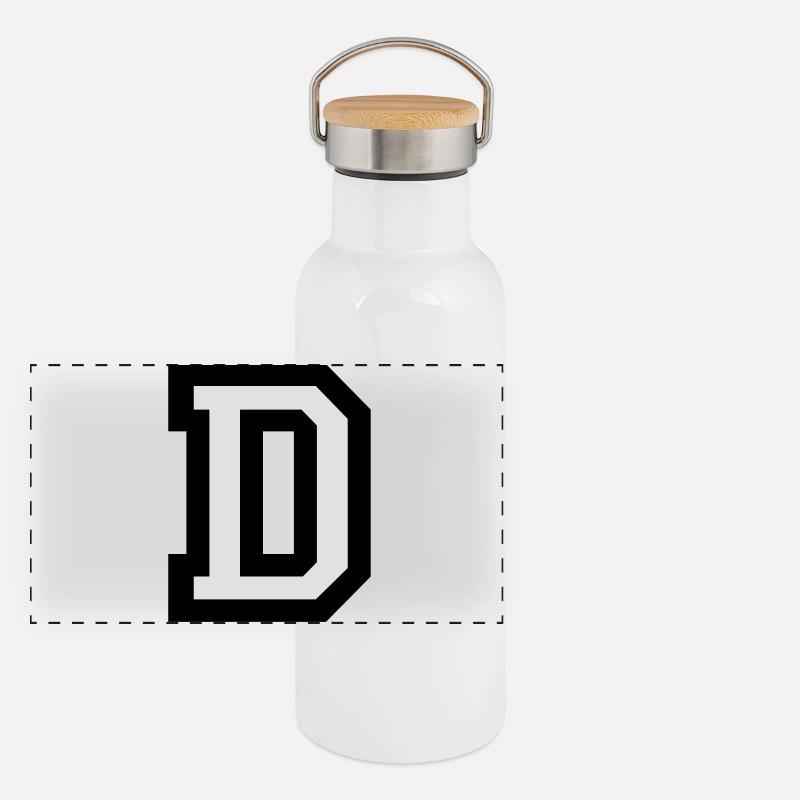Buchstabe D Panorama Thermosflasche mit Bambusdeckel