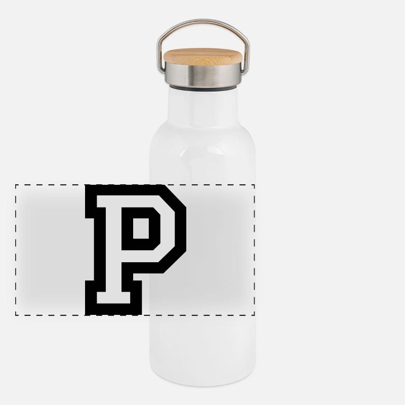 Buchstabe P Panorama Thermosflasche mit Bambusdeckel