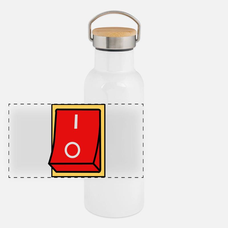 ON - OFF SCHALTER Panorama Thermosflasche mit Bambusdeckel