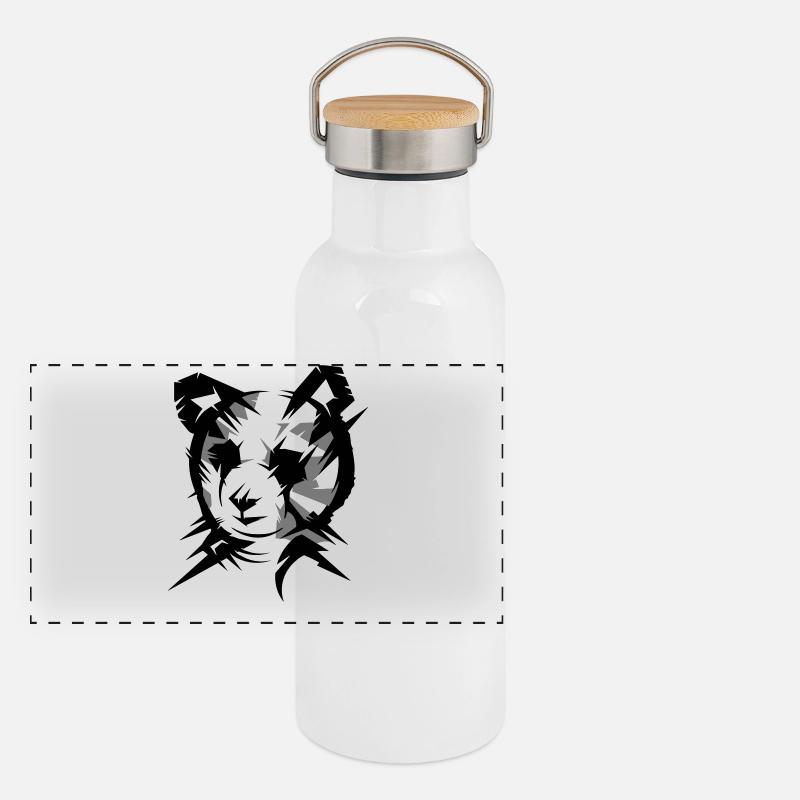 Panda bear head in cubist style Panoramic Thermal Bottle with Bamboo Lid