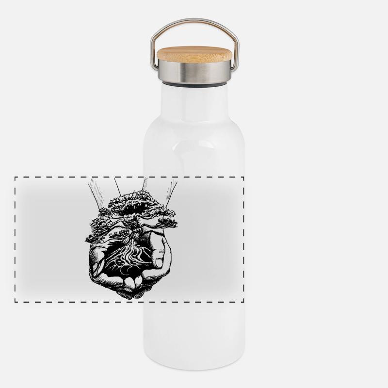 Arbre de vie des mains Gourde isotherme avec bouchon en bambou