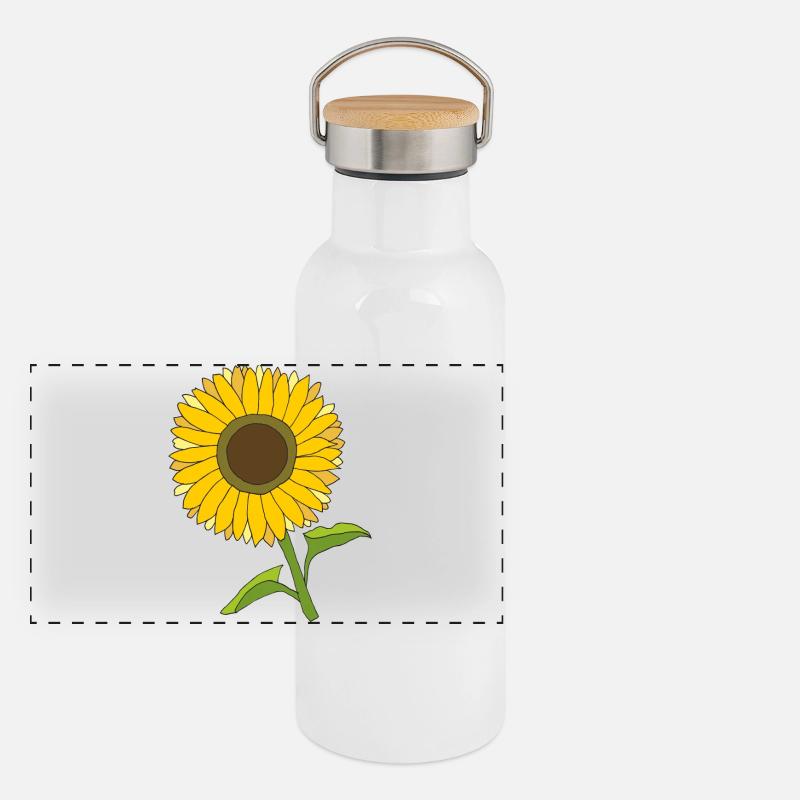 tournesol - Gourde isotherme avec bouchon en bambou - blanc