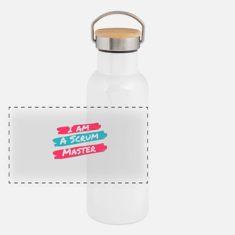 Handmade Scrum Master T-shirt - Panoramic Thermal Bottle with Bamboo Lid - white