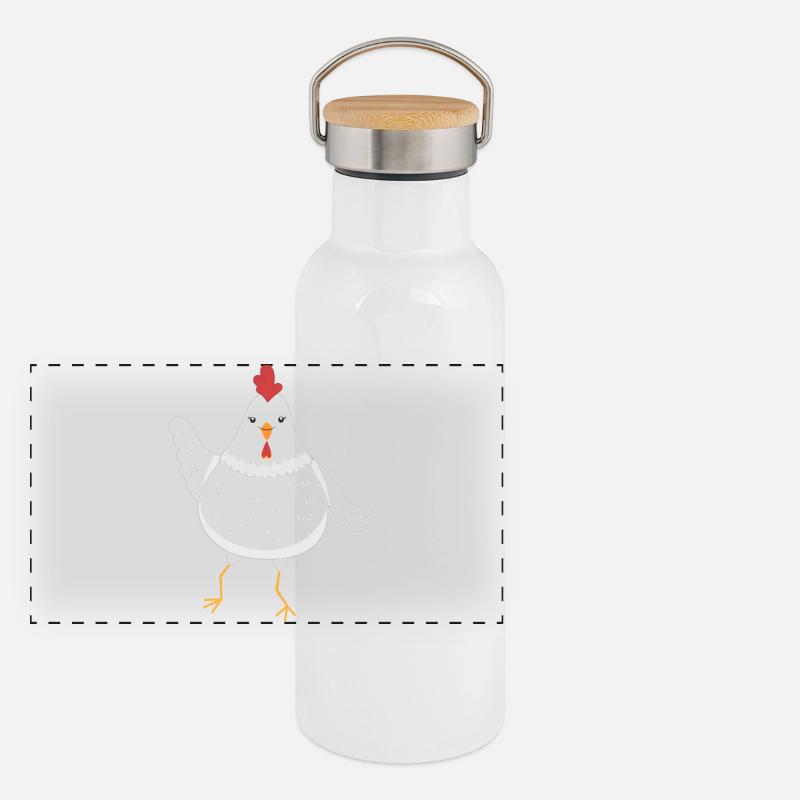 Chicken chickens Panoramic Thermal Bottle with Bamboo Lid