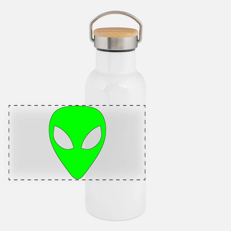 Alien - Hellgrün Panorama Thermosflasche mit Bambusdeckel