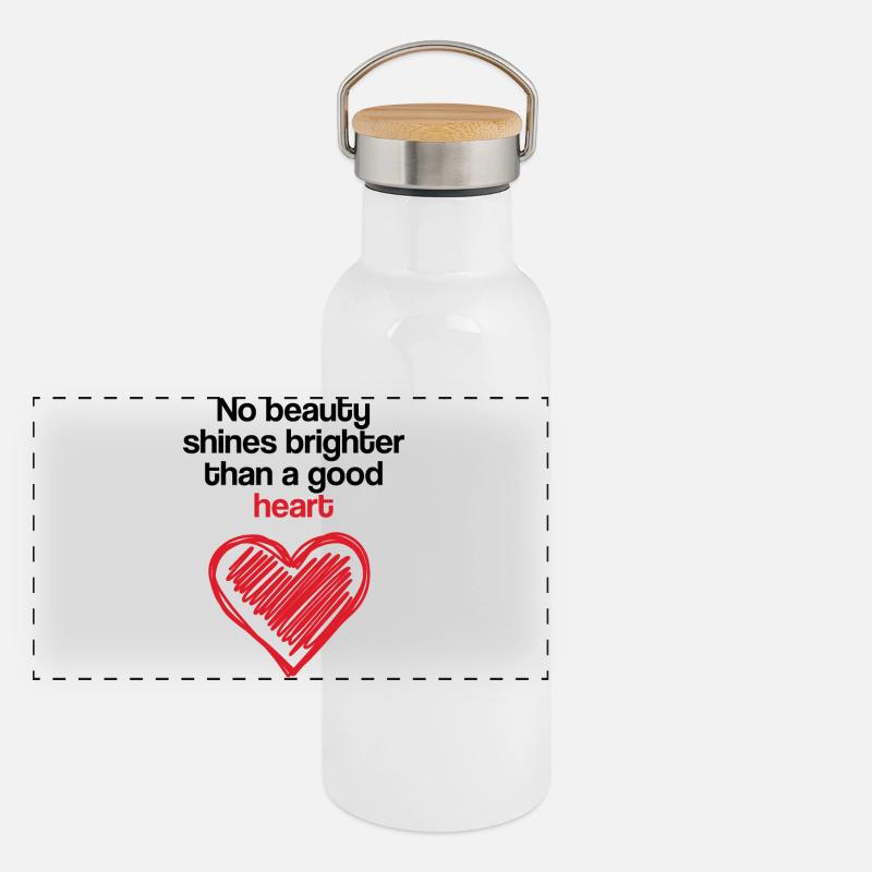 Ein gutes Herz Panorama Thermosflasche mit Bambusdeckel
