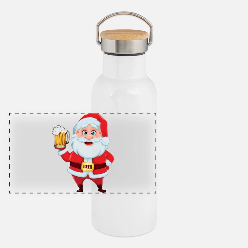Santa with beer mug Panoramic Thermal Bottle with Bamboo Lid