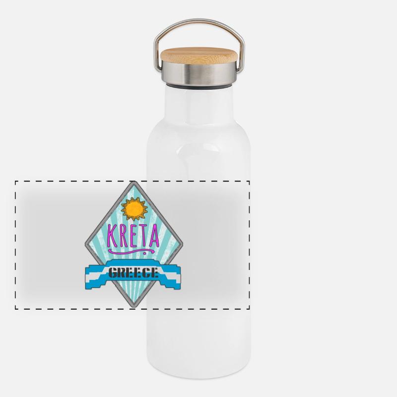 Crete Greece Sun Design Panoramic Thermal Bottle with Bamboo Lid