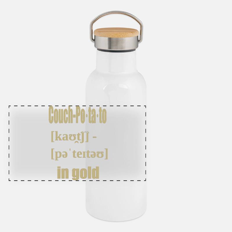 couch potato in gold Panoramic Thermal Bottle with Bamboo Lid