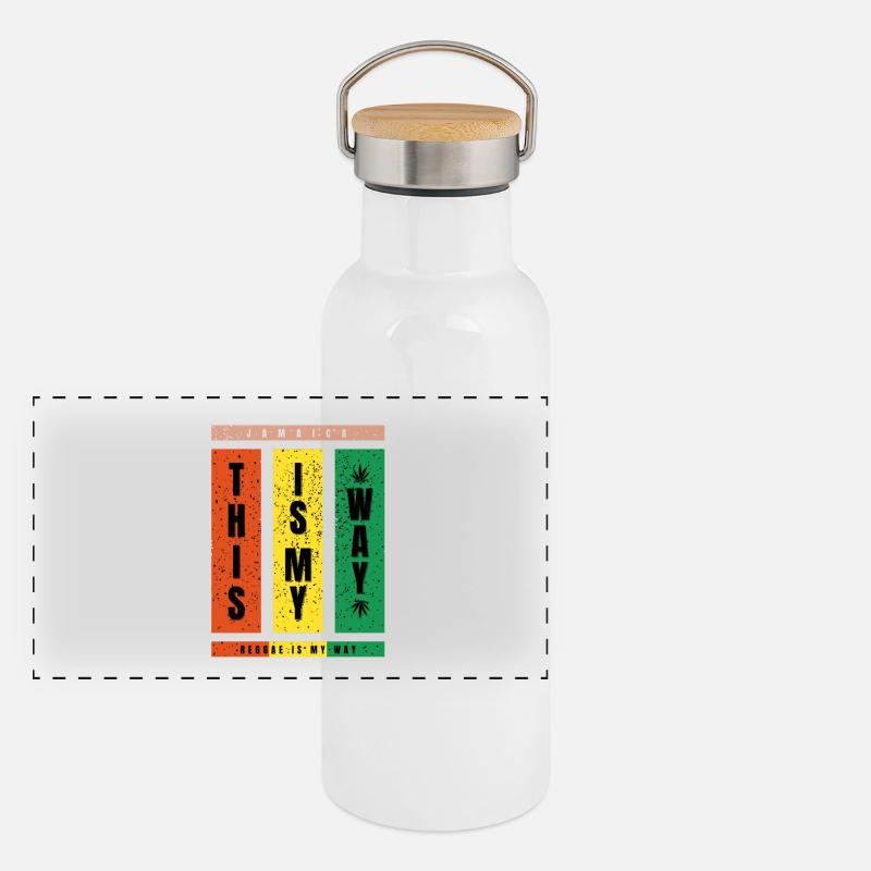 Le reggae est ma façon – TypoBlock Gourde isotherme avec bouchon en bambou