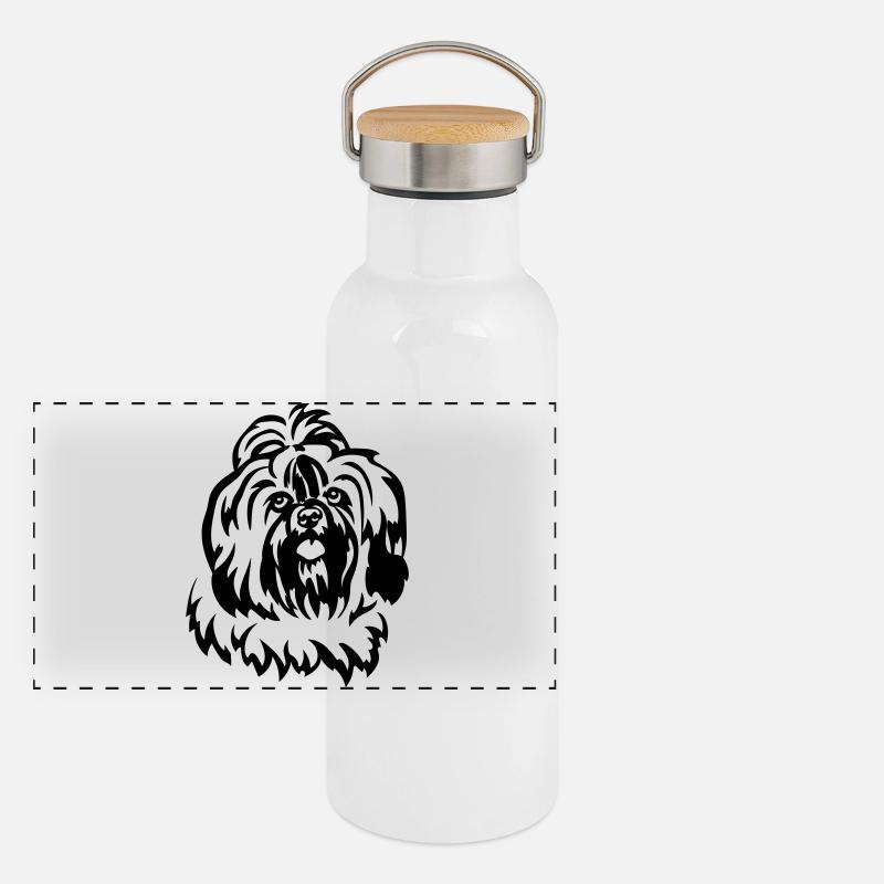Tête de Shih-Tzu Gourde isotherme avec bouchon en bambou