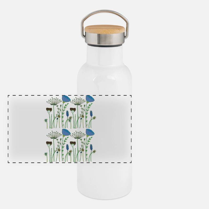 Dried flowers Panoramic Thermal Bottle with Bamboo Lid