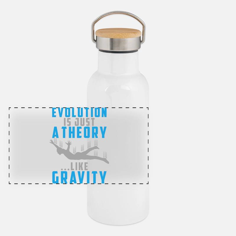 Evolution is a Theory like Gravity Panoramic Thermal Bottle with Bamboo Lid