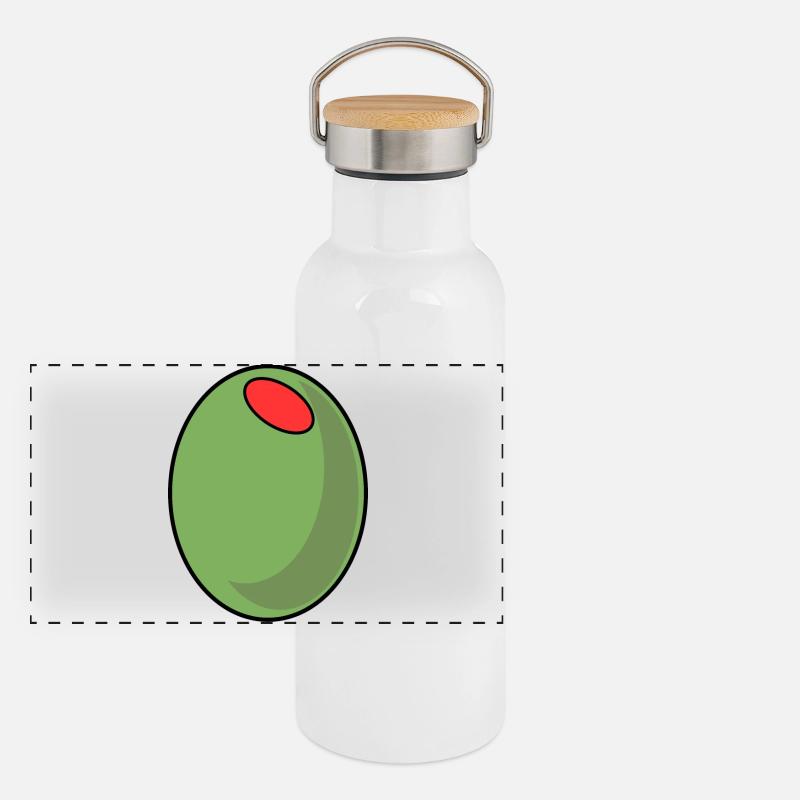 GRÜNE OLIVE PAPRIKA Panorama Thermosflasche mit Bambusdeckel