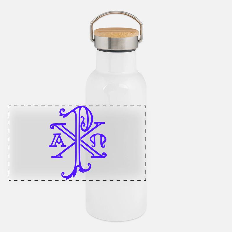 Monogramme Christ Gourde isotherme avec bouchon en bambou