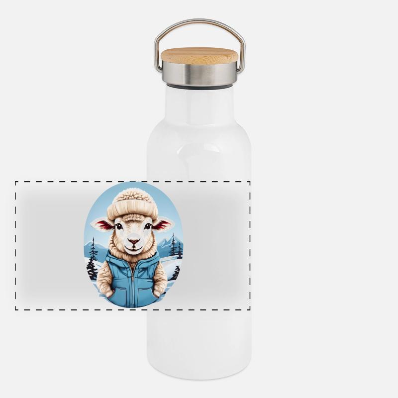 Mouton doux Gourde isotherme avec bouchon en bambou