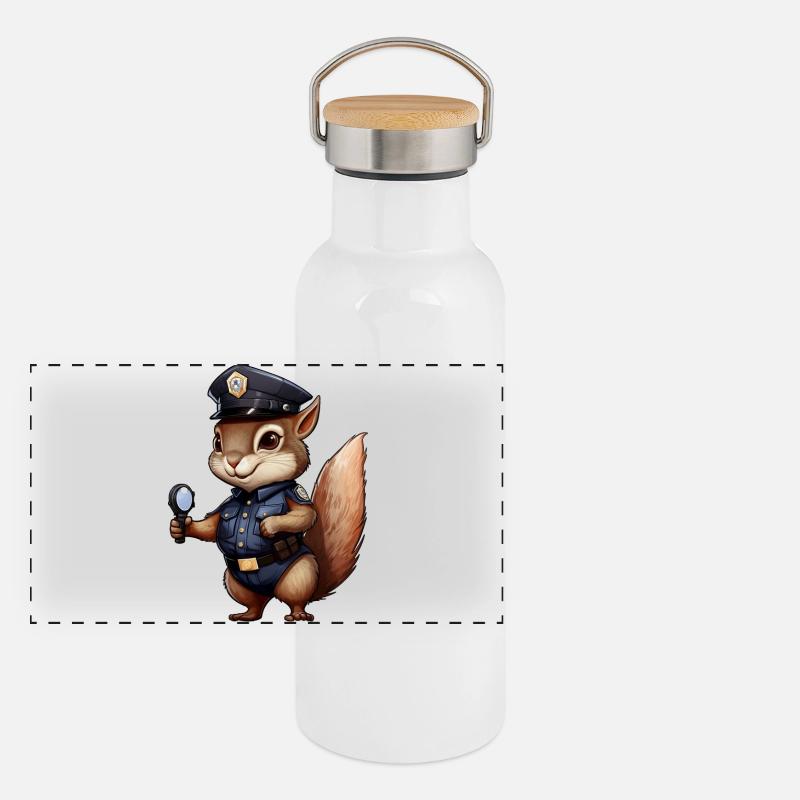 Squirrel Policewoman Panoramic Thermal Bottle with Bamboo Lid