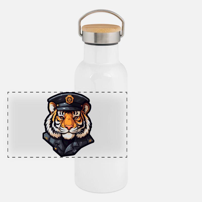Policière tigre Gourde isotherme avec bouchon en bambou