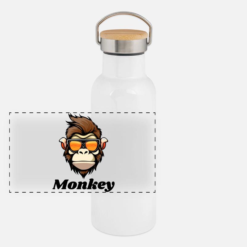 monkey, monkey, primate Panoramic Thermal Bottle with Bamboo Lid