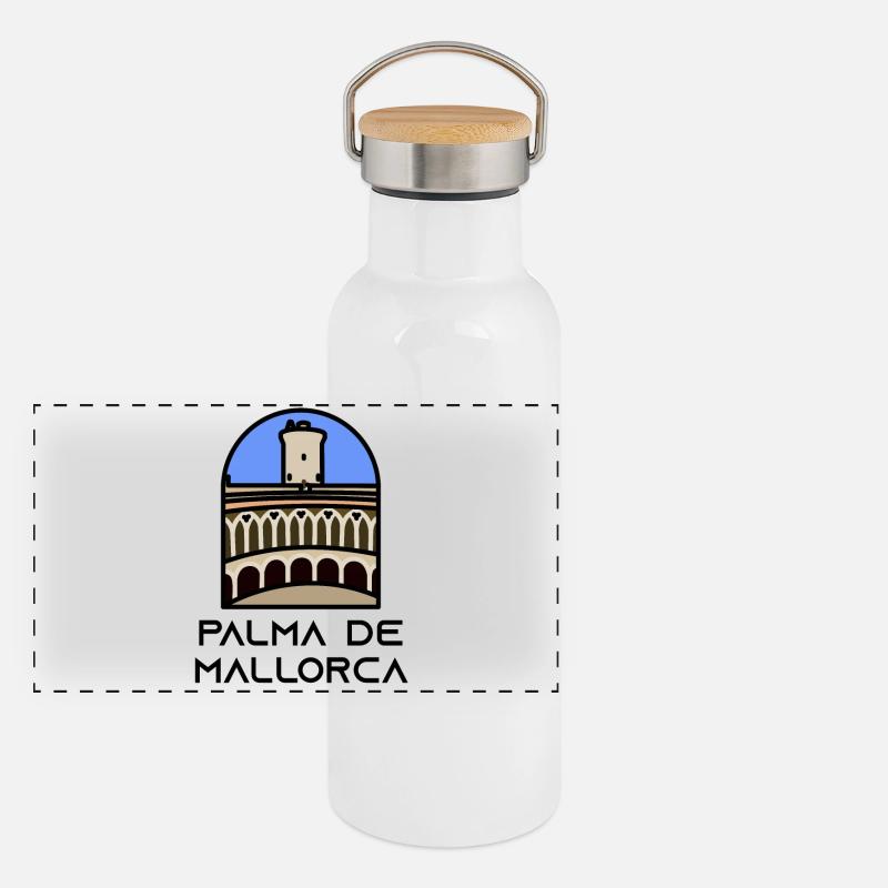 Palma de Mallorca - Schloss Bellver Panorama Thermosflasche mit Bambusdeckel
