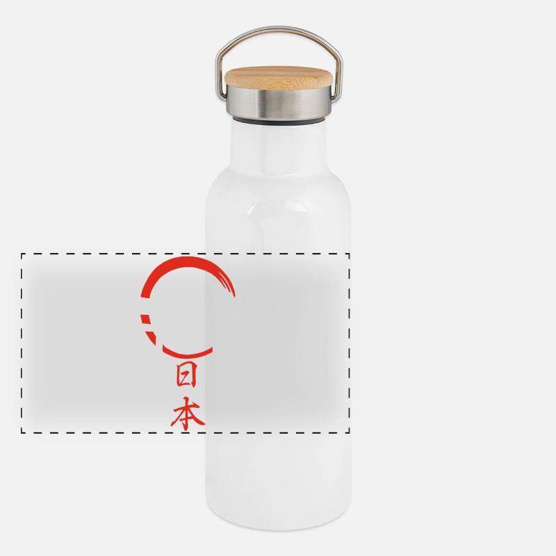 Torii Gate (White) Panoramic Thermal Bottle with Bamboo Lid