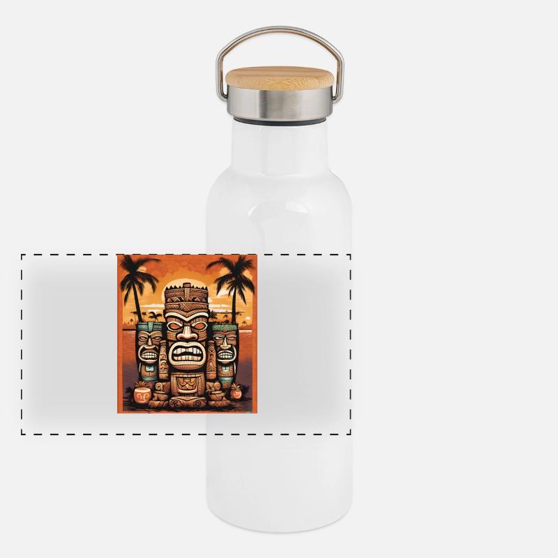 Tiki Statues Gourde isotherme avec bouchon en bambou