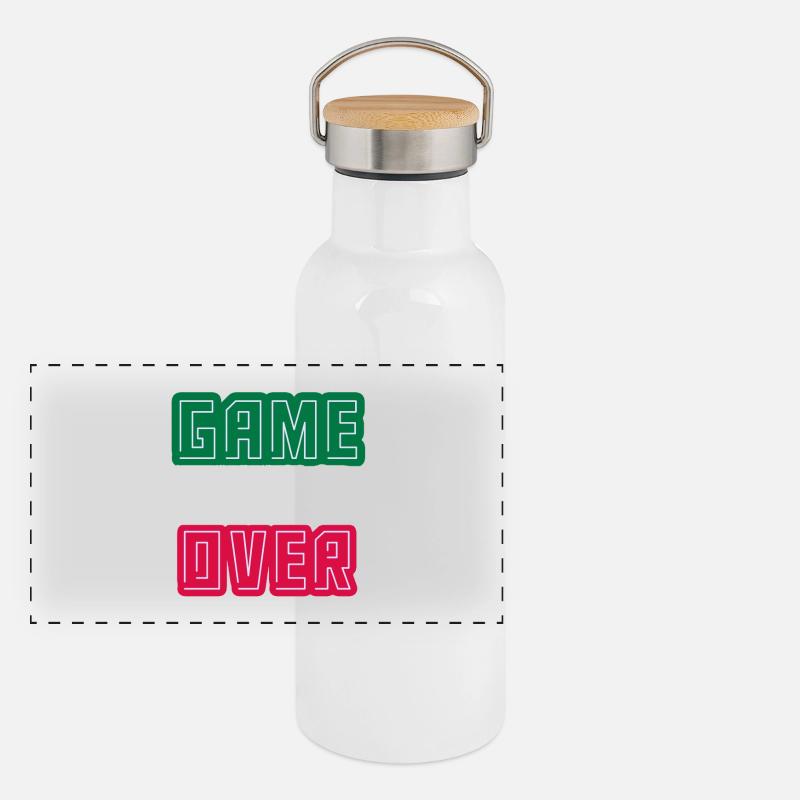 Game Over, Abschluss Level Freigeschaltet Panorama Thermosflasche mit Bambusdeckel