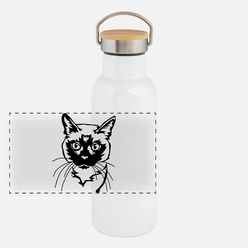 Chat siamois Gourde isotherme avec bouchon en bambou