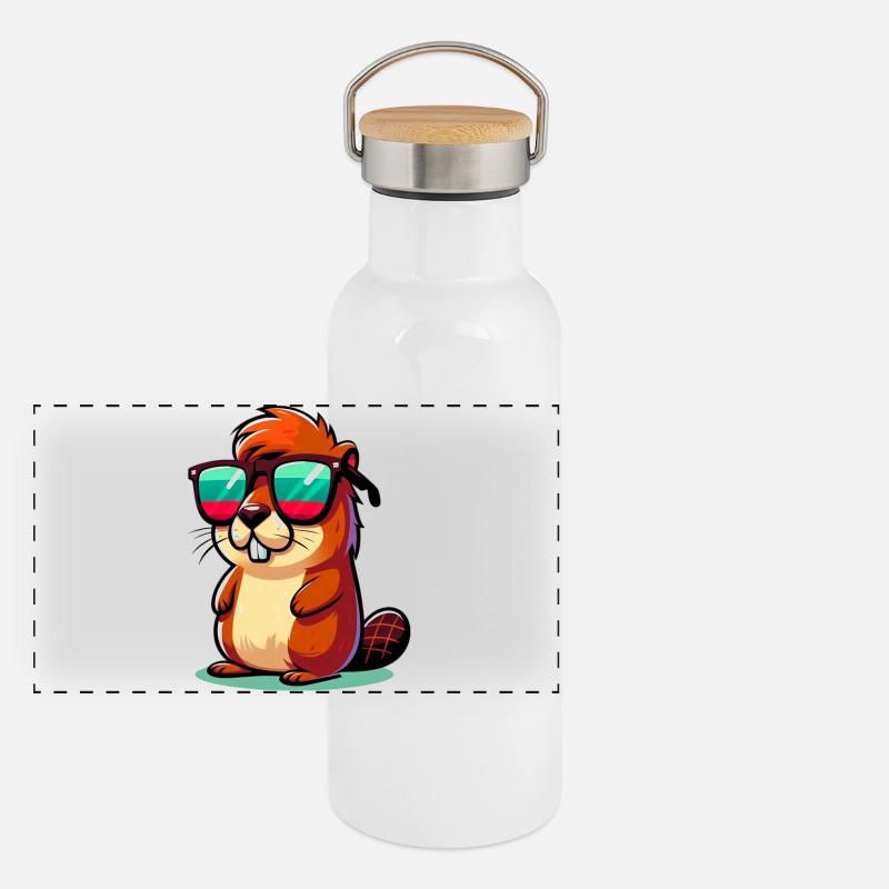 Bieber Panorama Thermosflasche mit Bambusdeckel