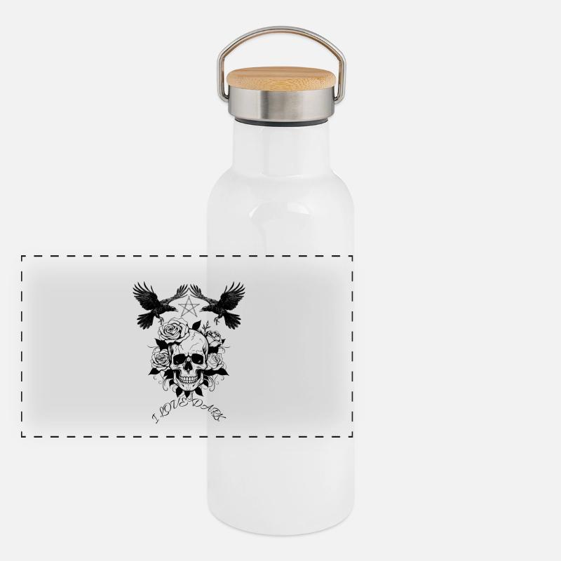 Love Dark Panorama Thermosflasche mit Bambusdeckel