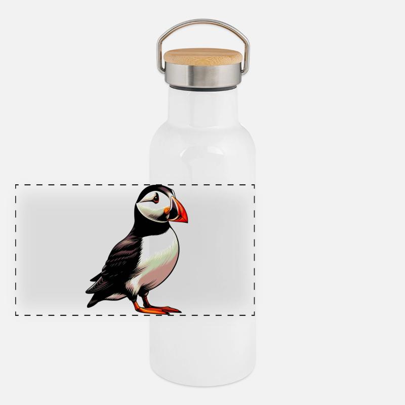 Pulcinella di Mare - Thermos con coperchio in bambù - bianco