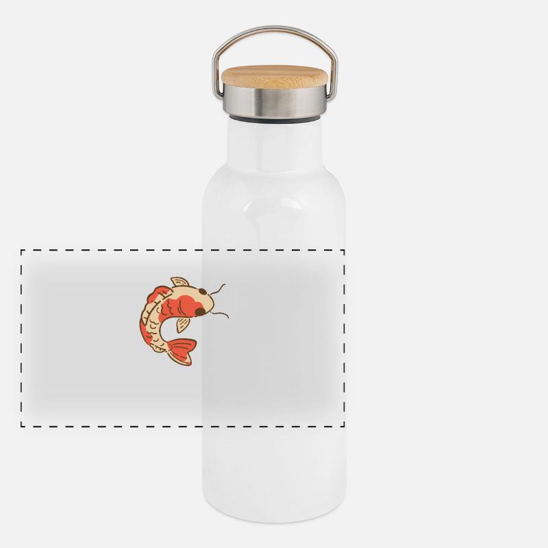 Elegant Koi Carp Panoramic Thermal Bottle with Bamboo Lid
