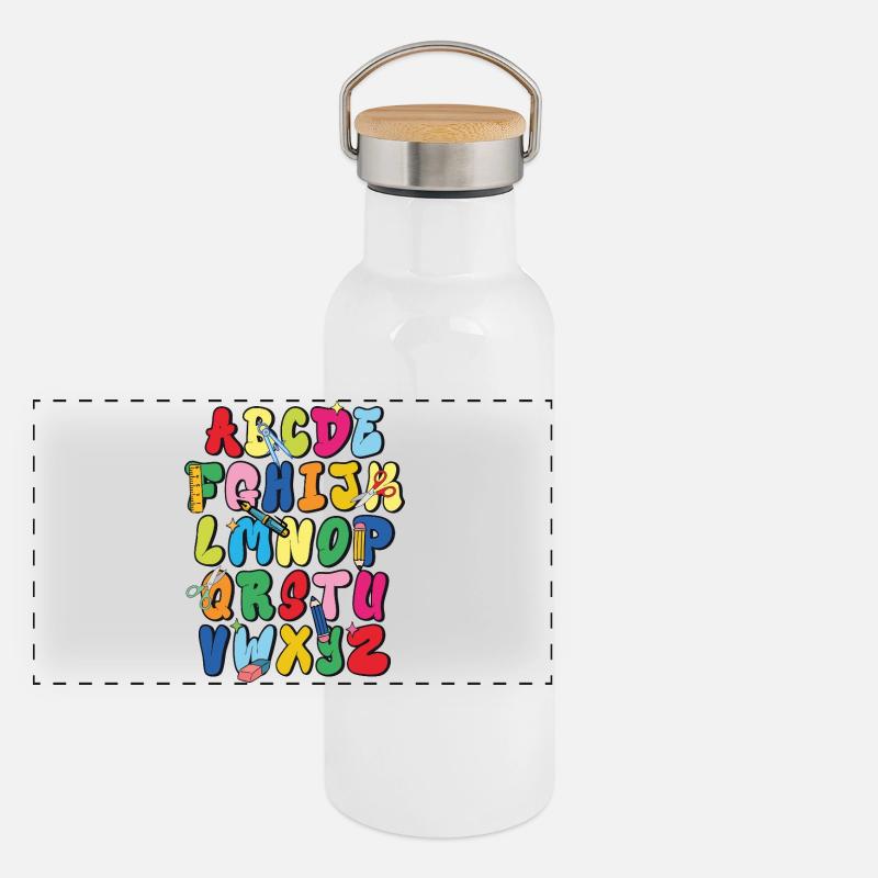 Creative ABC Design for School & Art Panoramic Thermal Bottle with Bamboo Lid