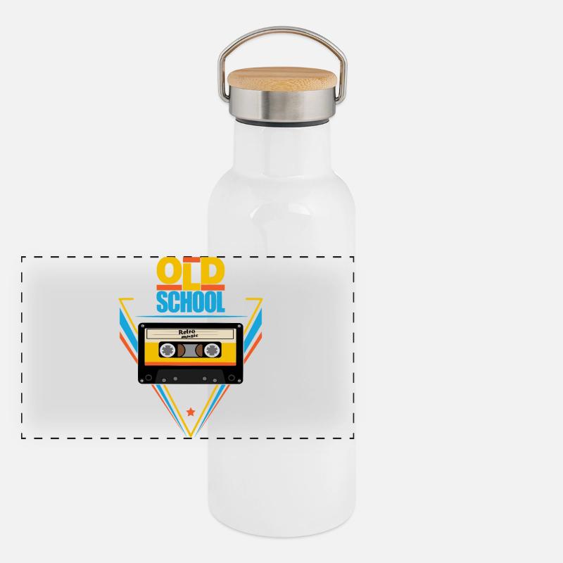 Alte Schule Panorama Thermosflasche mit Bambusdeckel
