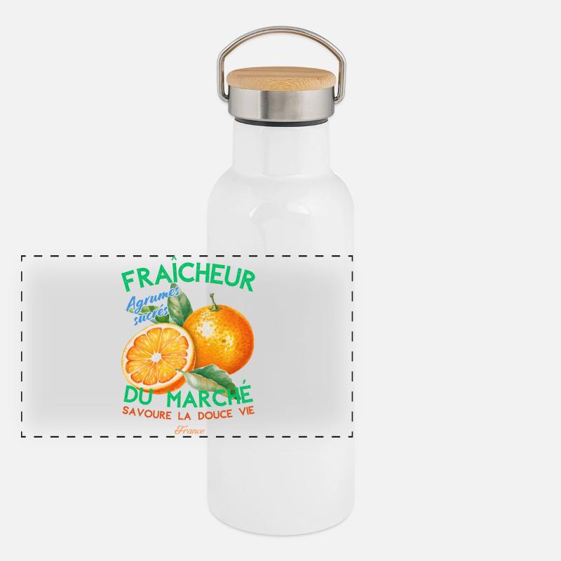 Fraicheur du marché Gourde isotherme avec bouchon en bambou