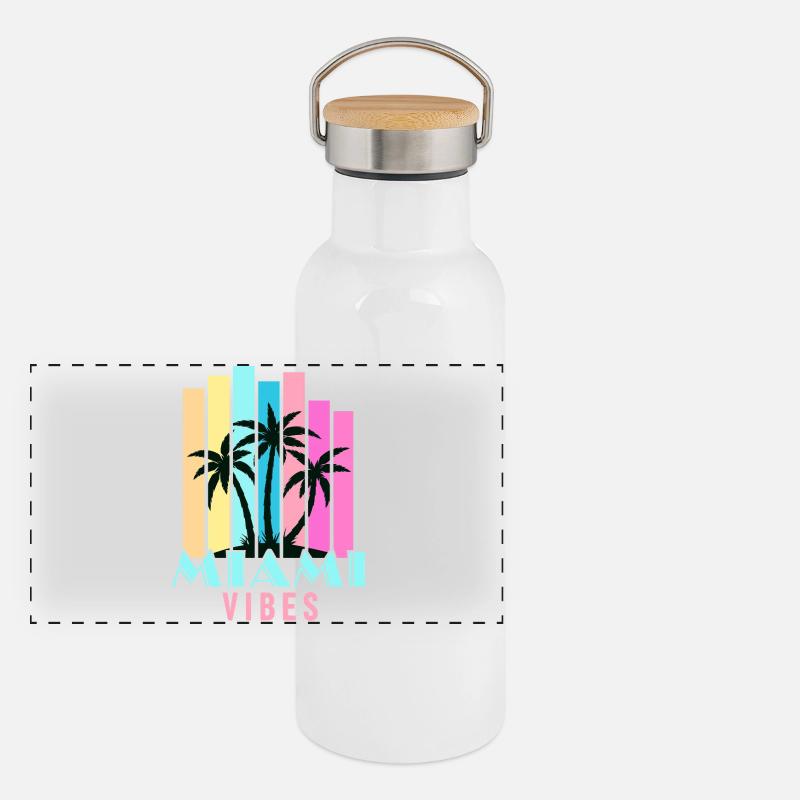 Vibrations de Miami Gourde isotherme avec bouchon en bambou