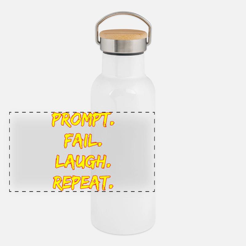 PROMPT. FAIL. LAUGH. REPEAT. Panorama Thermosflasche mit Bambusdeckel
