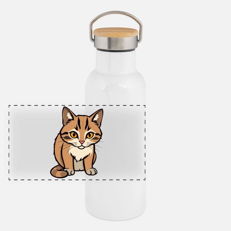 Katze Panorama Thermosflasche mit Bambusdeckel
