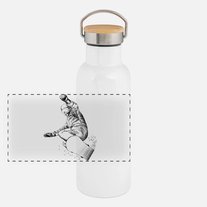 Snowboarder Panorama Thermosflasche mit Bambusdeckel
